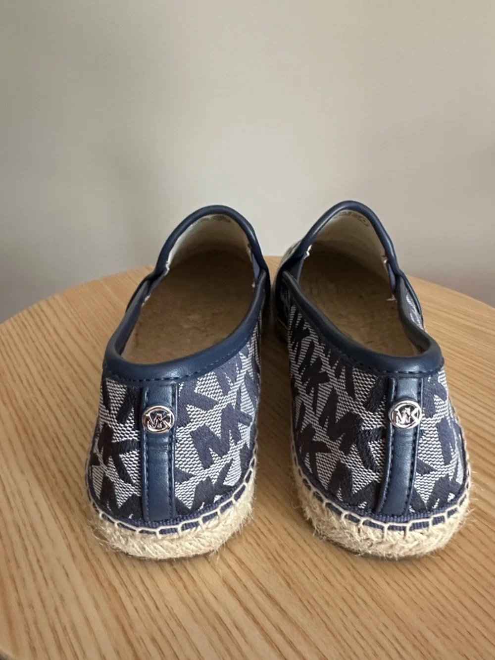 Michael Kors Navy and Cream MK Logo Espadrilles